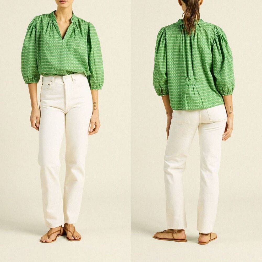 TROVATA Orly Blouse Green Medallion Blouse  M $268